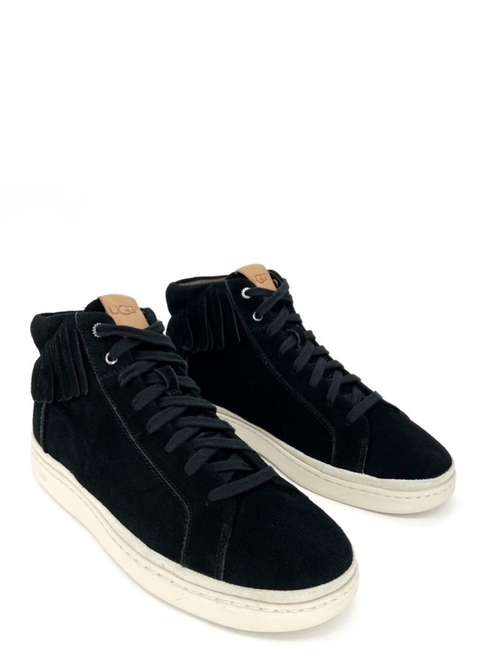 Ugg Cali Suede Fringe Hightop Sneakers Men’s Size 11.5 Black Lace-up Brecken New